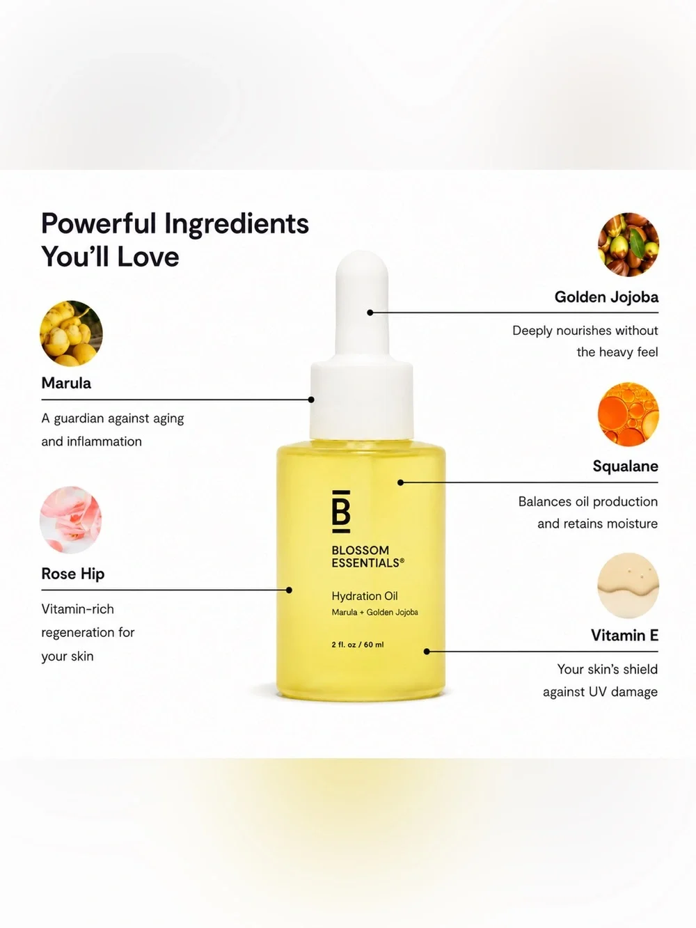 Blossom Essentials Hydration Oil Marula + Golden Jojoba NWT